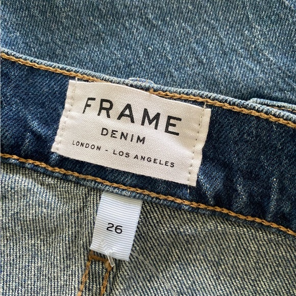 FRAME Le Vintage Bermuda Denim Shorts Heartbreaker Frayed Hem NWT - Picture 4 of 6